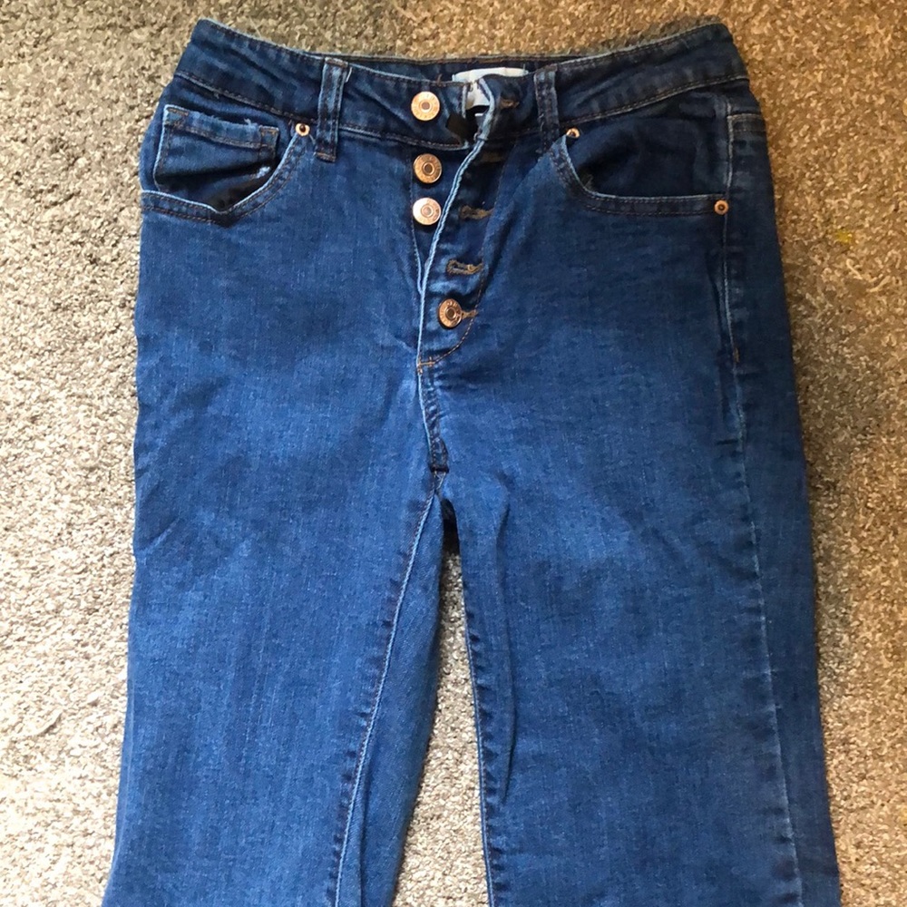 flared blue jeans